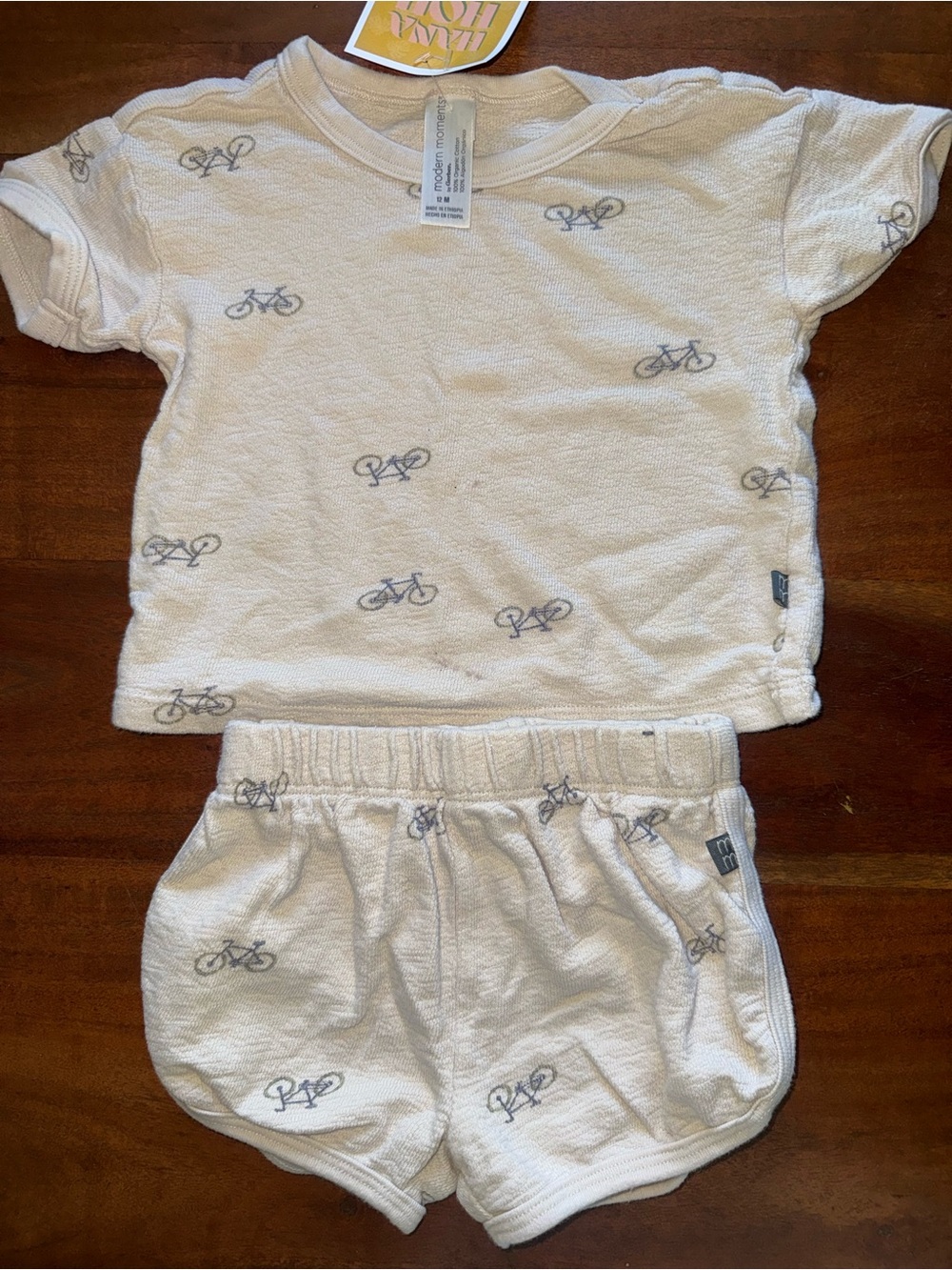 Modern Moments Kids Two-Piece Cream Bike Print Matching Set
